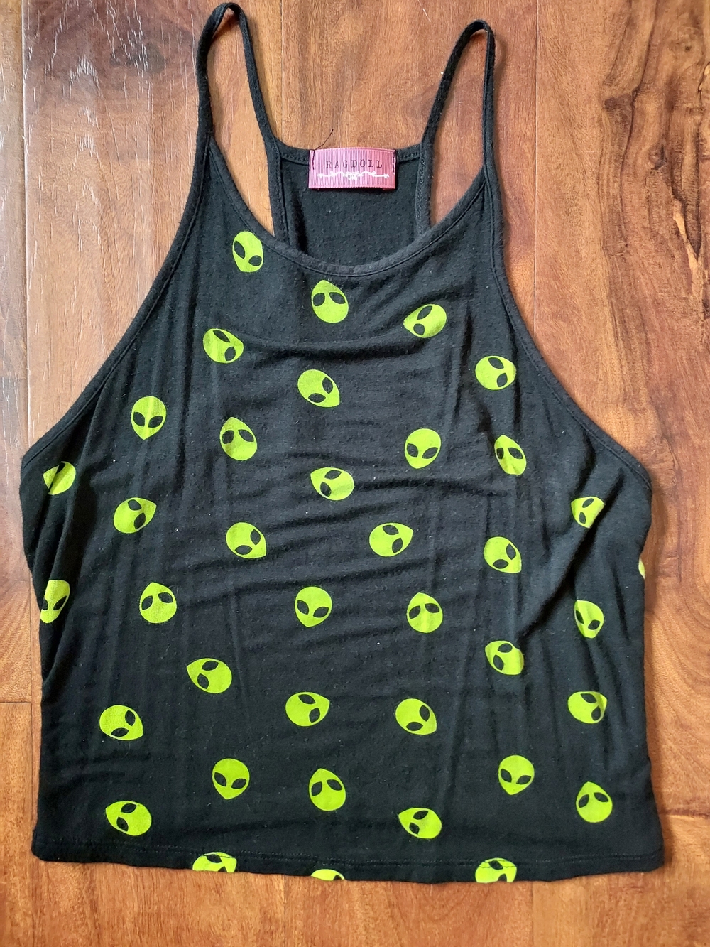 Rag Doll Black Alien Print Tank Top